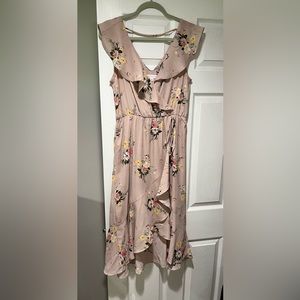 Socialite faux wrap dress, blush, medium